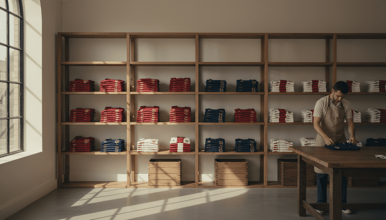Display of joggers and windbreaker jackets